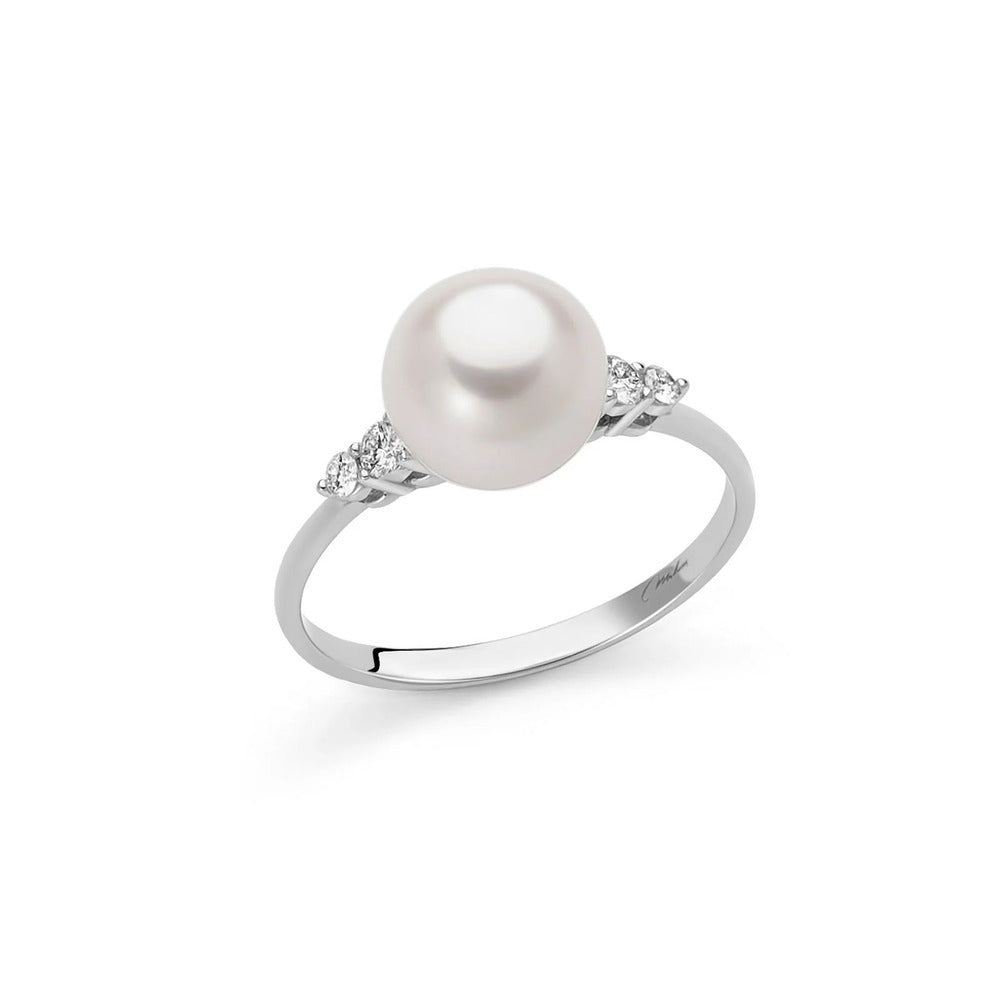 Anello Miluna in Oro Bianco con Perla e Diamanti