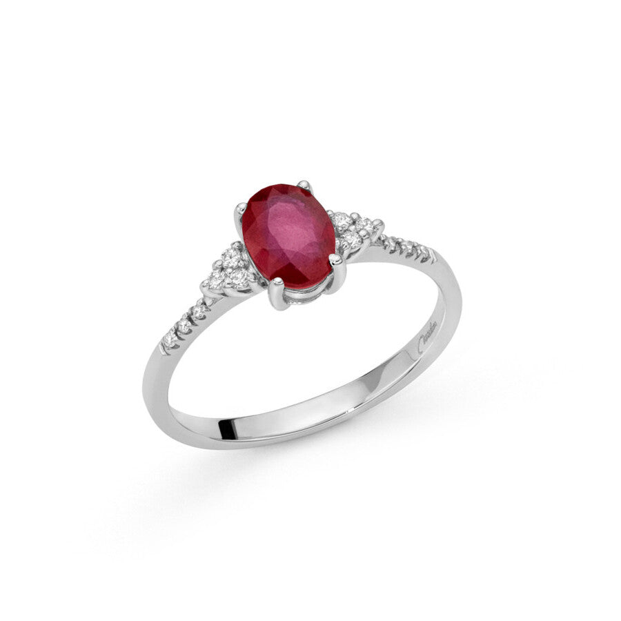 Anello Miluna Oro Bianco Rubino e Diamanti