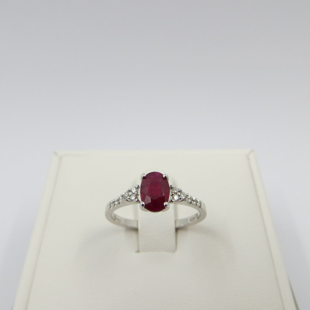 Anello Miluna Oro Bianco Rubino e Diamanti