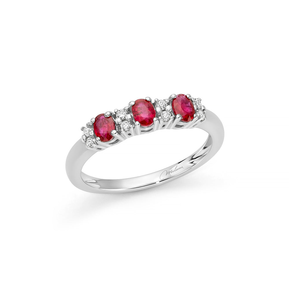 Anello Trilogy Miluna in Oro Bianco con Rubini e Diamanti