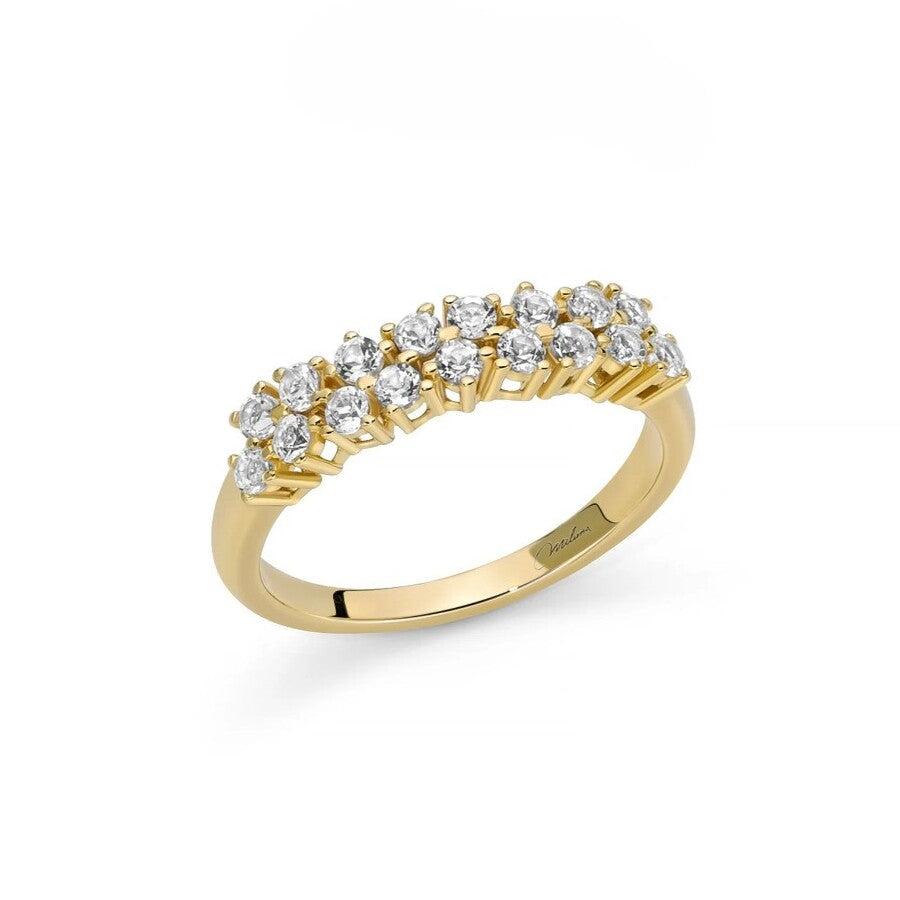 Anello Miluna Unica Neve Argento Dorato e Topazi