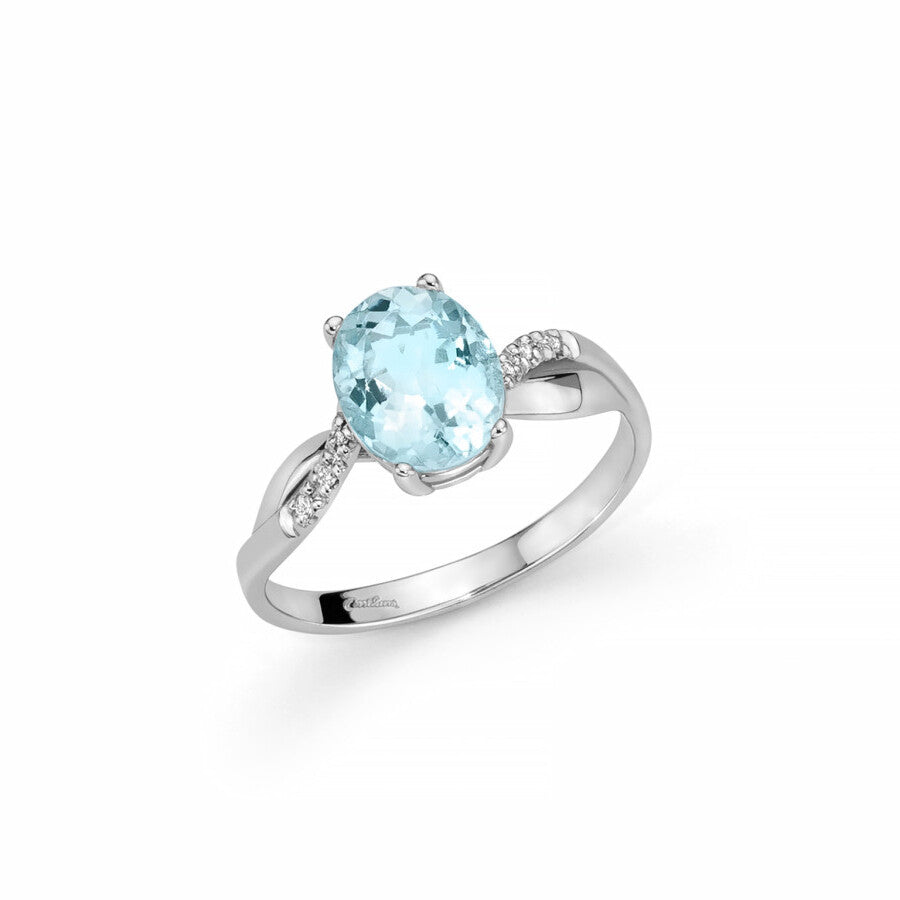 Anello MILUNA Oro Bianco Acquamarina e Brillanti