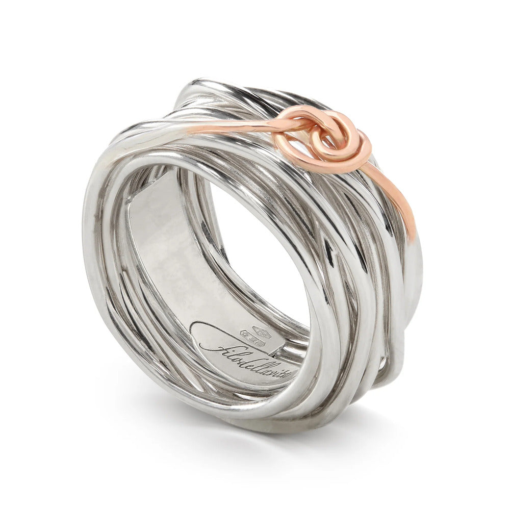 Anello RUBINIA GIOIELLI Filodellavita fili Argento e Nodino Oro Rosa