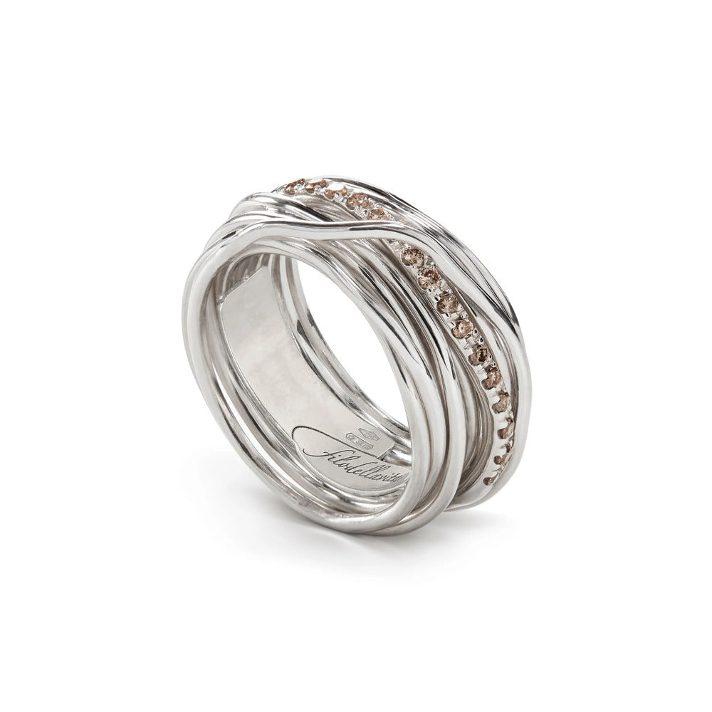 Anello RUBINIA GIOIELLI Filodellavita fili Argento e Diamanti Brown
