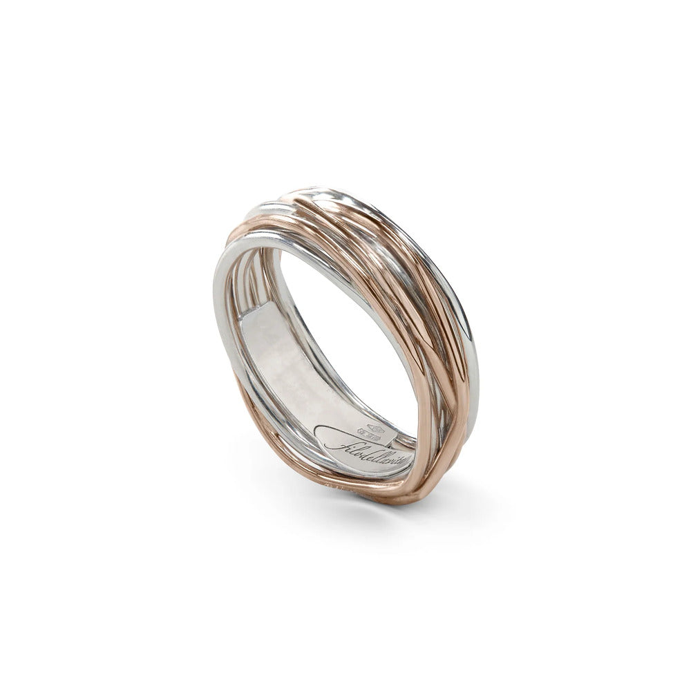 Anello RUBINIA GIOIELLI Filodellavita fili Argento e Oro Rosa 9kt