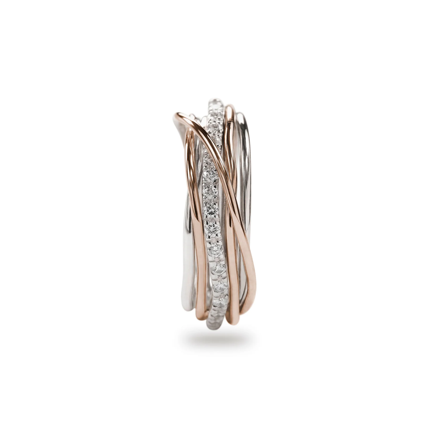 Anello RUBINIA GIOIELLI Filodellavita fili Oro rosa kt, Argento e Diamanti bianchi
