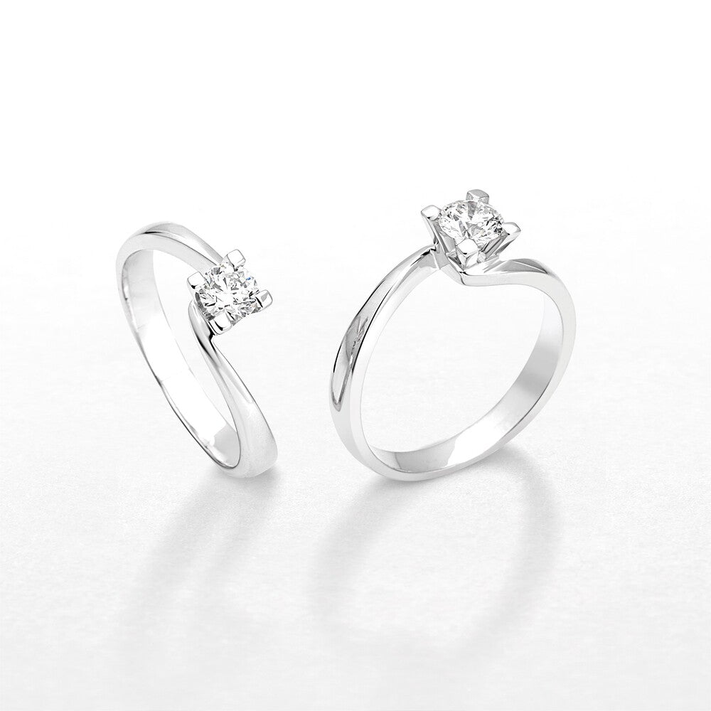 Anello Solitario GIORGIO VISCONTI Oro Bianco e Diamante