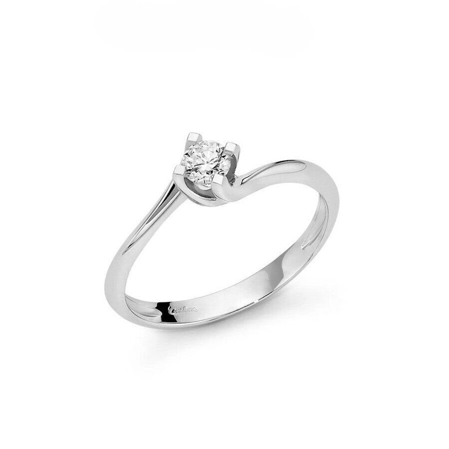 Anello Solitario Miluna in Oro Bianco con Diamante