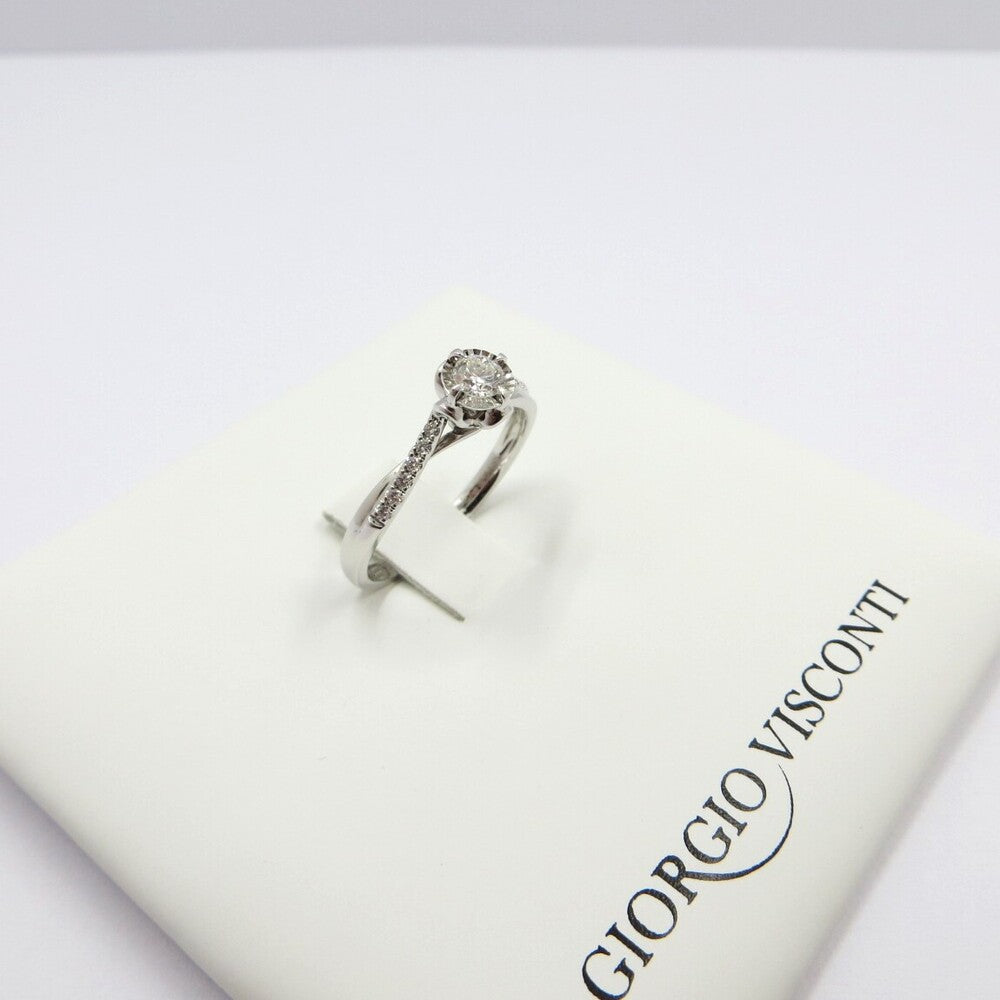Anello Solitario GIORGIO VISCONTI Oro Bianco e Diamanti