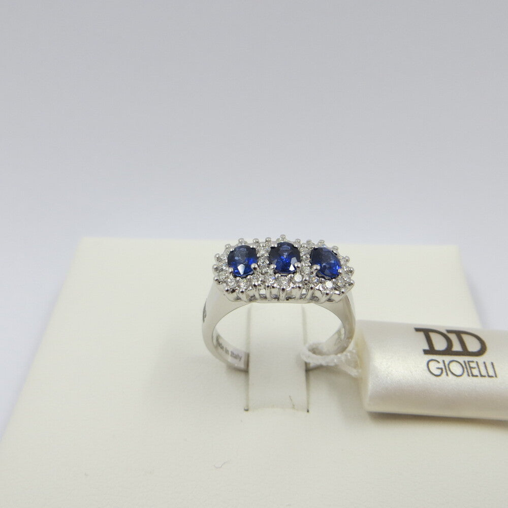 Anello trilogy DAVITE&DELUCCHI Oro, Diamanti e Zaffiri