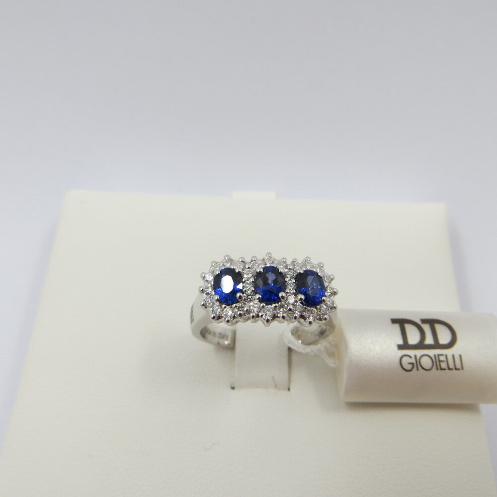 Anello trilogy DAVITE&DELUCCHI Oro, Diamanti e Zaffiri