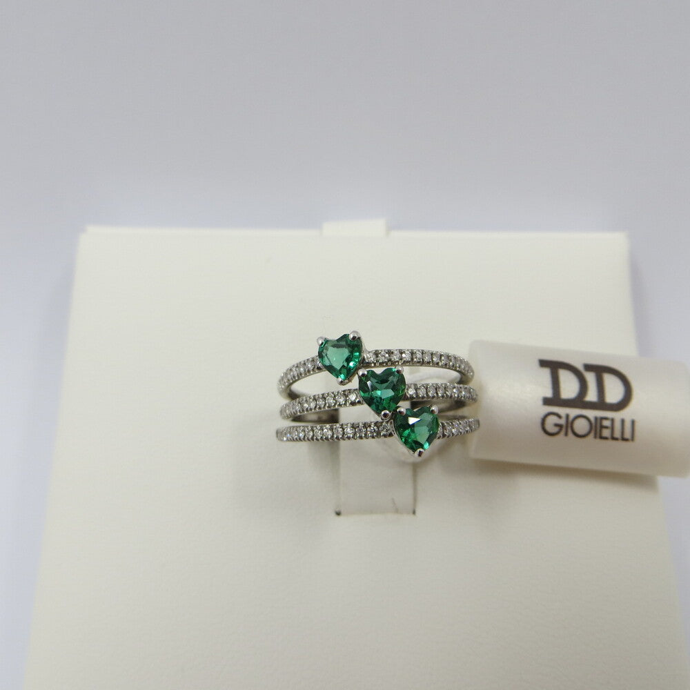 Anello trilogy DAVITE&DELUCCHI Oro, Diamanti e Smeraldi