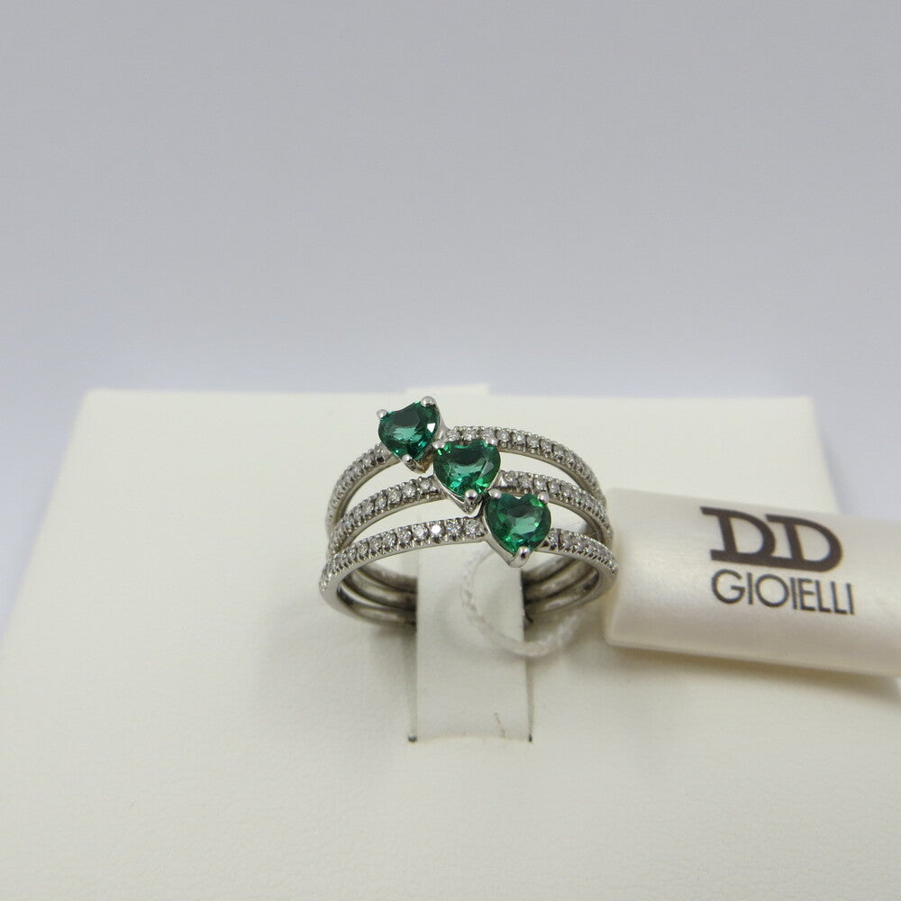 Anello trilogy DAVITE&DELUCCHI Oro, Diamanti e Smeraldi