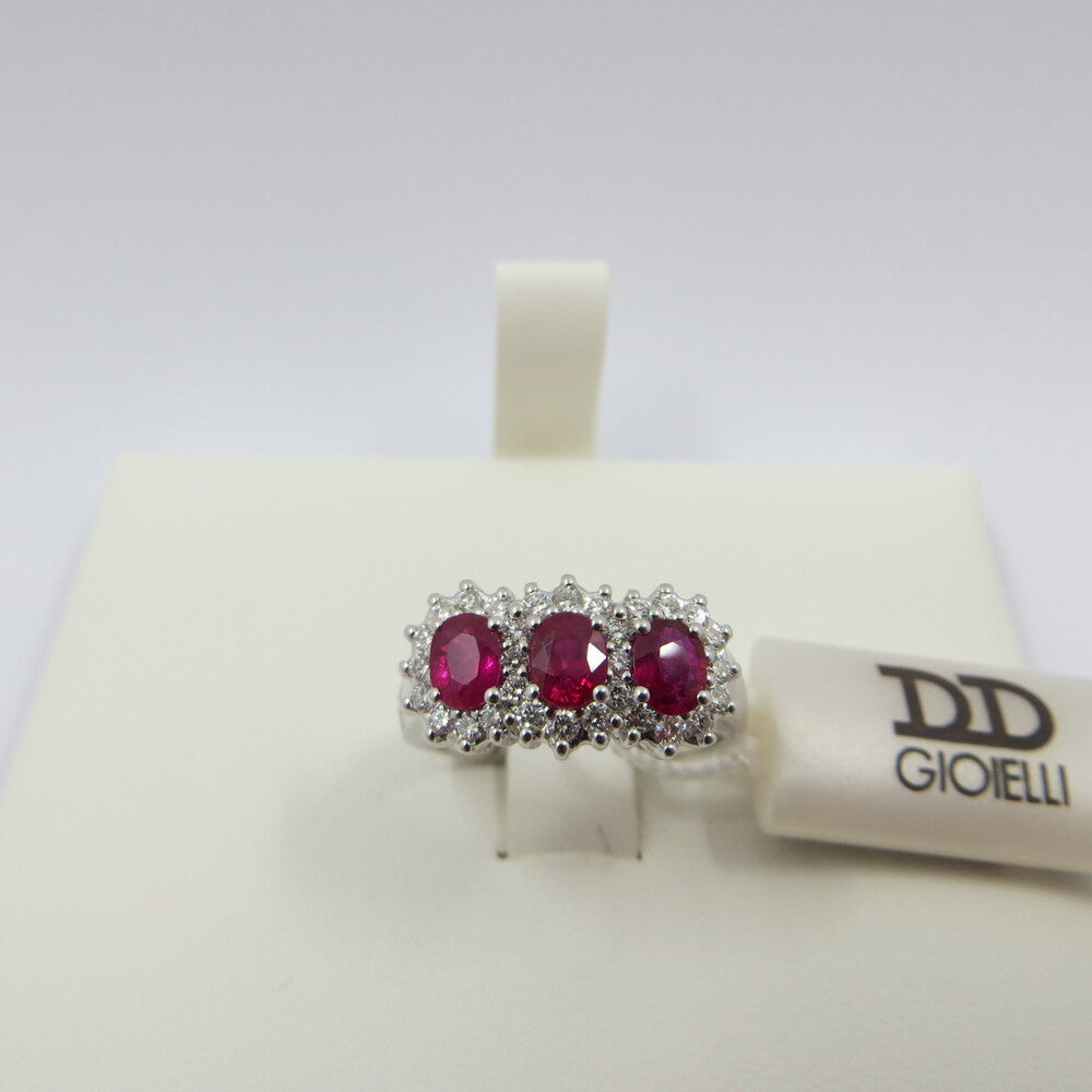 Anello trilogy DAVITE&DELUCCHI Oro, Diamanti e Rubini