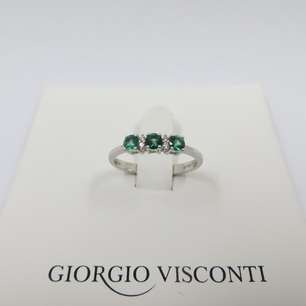 Anello trilogy GIORGIO VISCONTI Oro, Diamanti e Smeraldo
