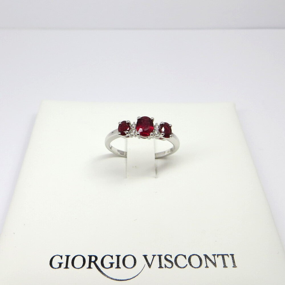Anello Trilogy GIORGIO VISCONTI Oro, Diamanti e Rubini