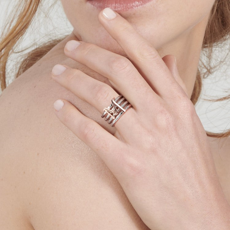 Anello TUUM TUAM X in Argento Rodiato e Oro Rosa 9KT