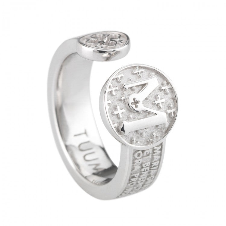 Anello TUUM INFINITUUM MATER in argento rodiato