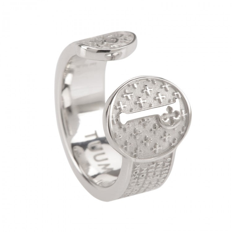 Anello TUUM INFINITUUM PATER in argento rodiato