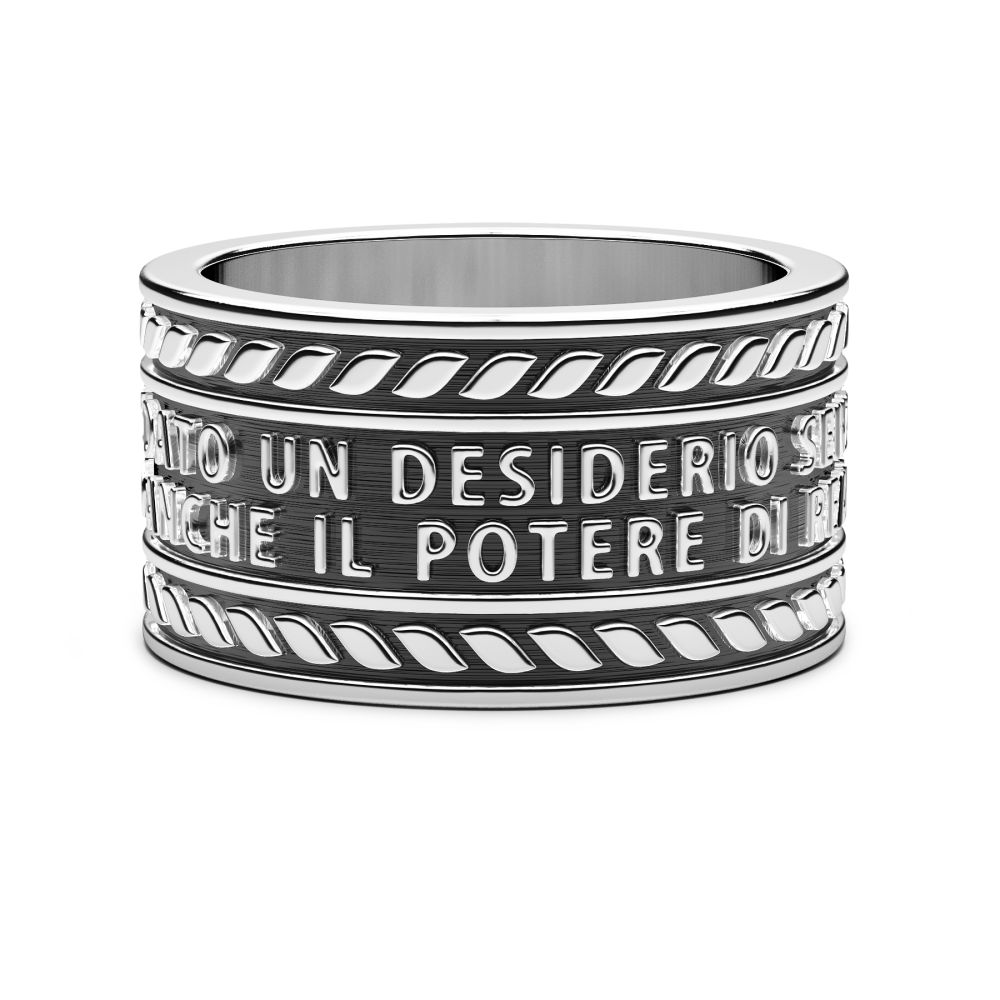 Anello uomo Zancan in Argento con frase – Cosmopolitan –