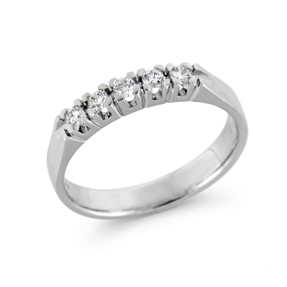 Anello Veretta DAVITE&DELUCCHI Oro bianco e 5 Diamanti naturali