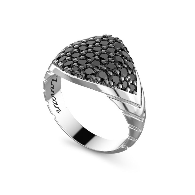 Anello uomo Zancan in Argento e spinelli neri
