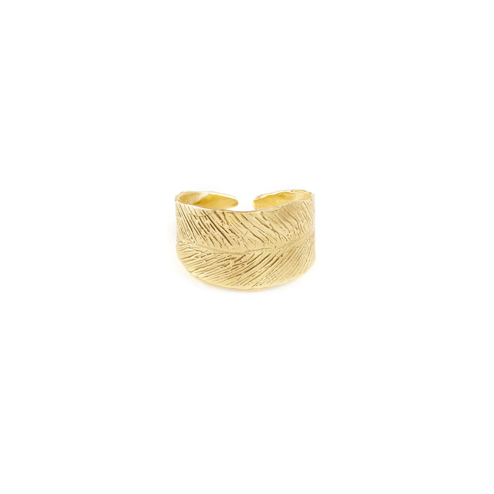 Anello Giulia Barela Single Leaf in Bronzo bagnato Oro 24 carati