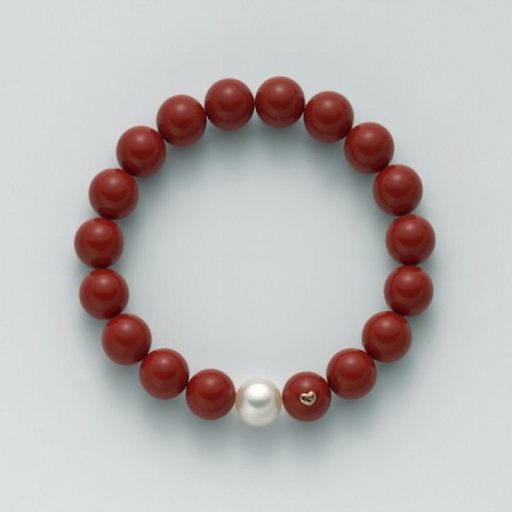 Bracciale MILUNA di corallo rosso e perle