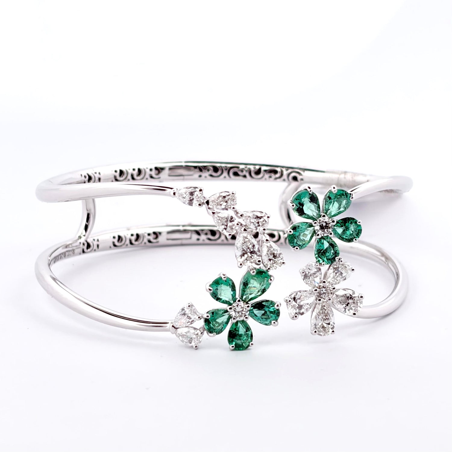 Bracciale rigido CRIVELLI Oro bianco Smeraldi e Diamanti