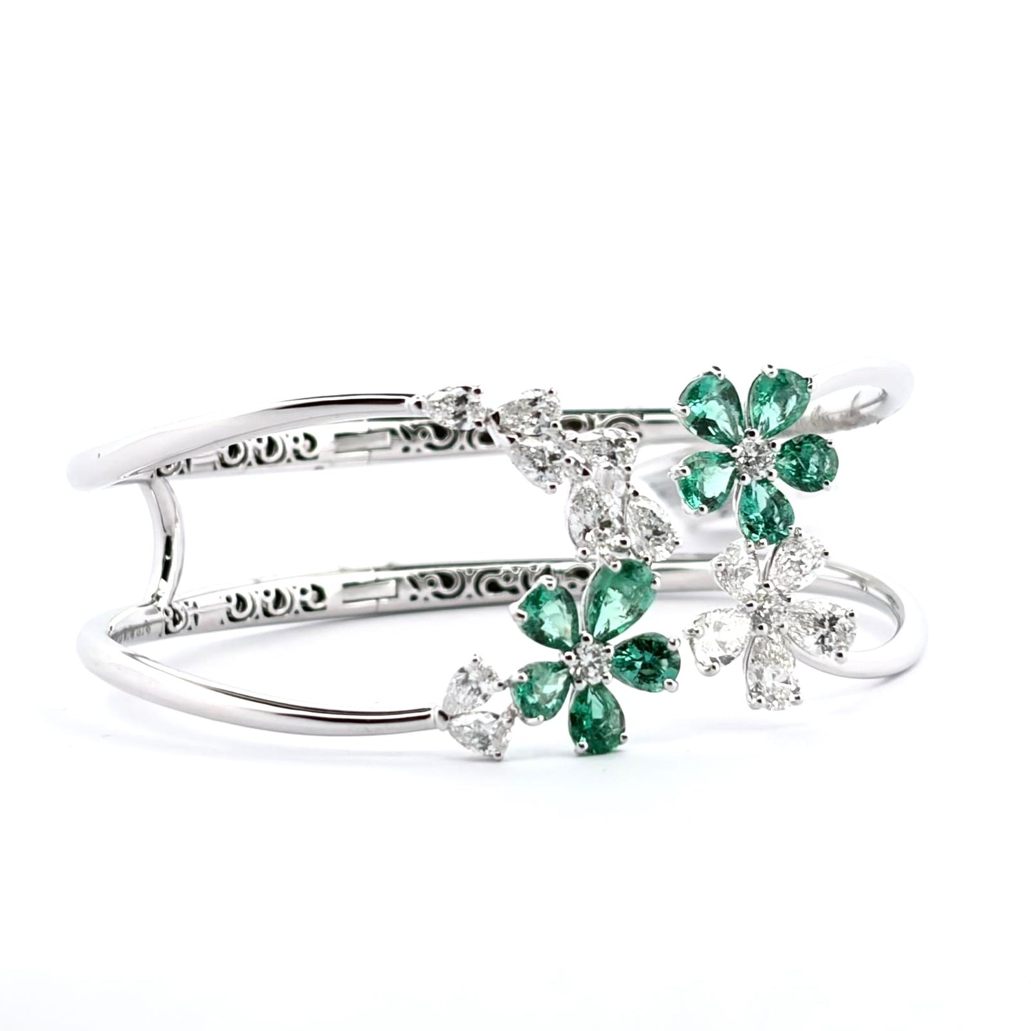 Bracciale rigido CRIVELLI Oro bianco Smeraldi e Diamanti