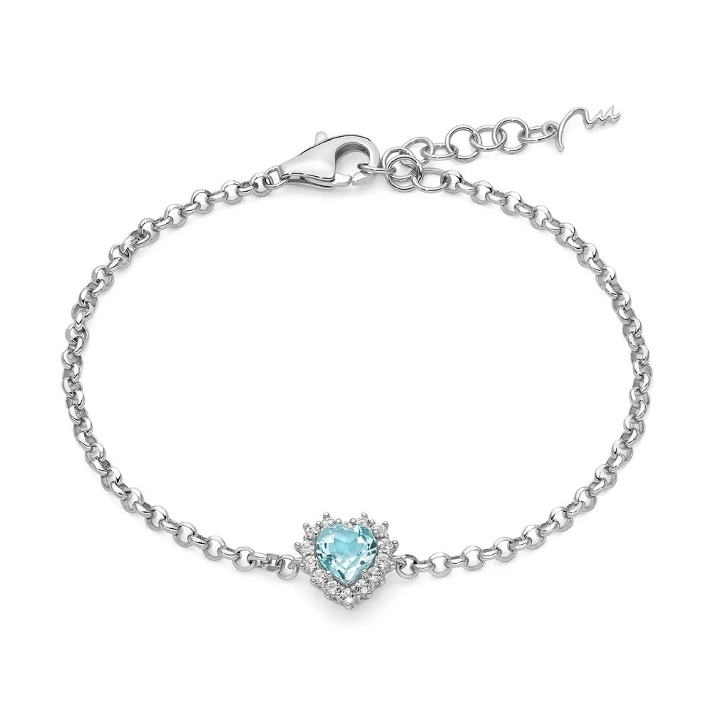 Bracciale Miluna in Argento con Topazio azzurro Cuore piccolo