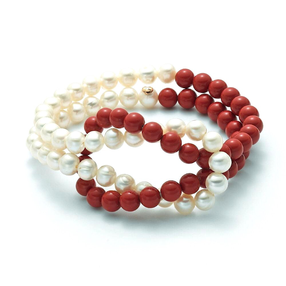 Bracciale MILUNA Terre e Mare Perle Bianche e Rosse