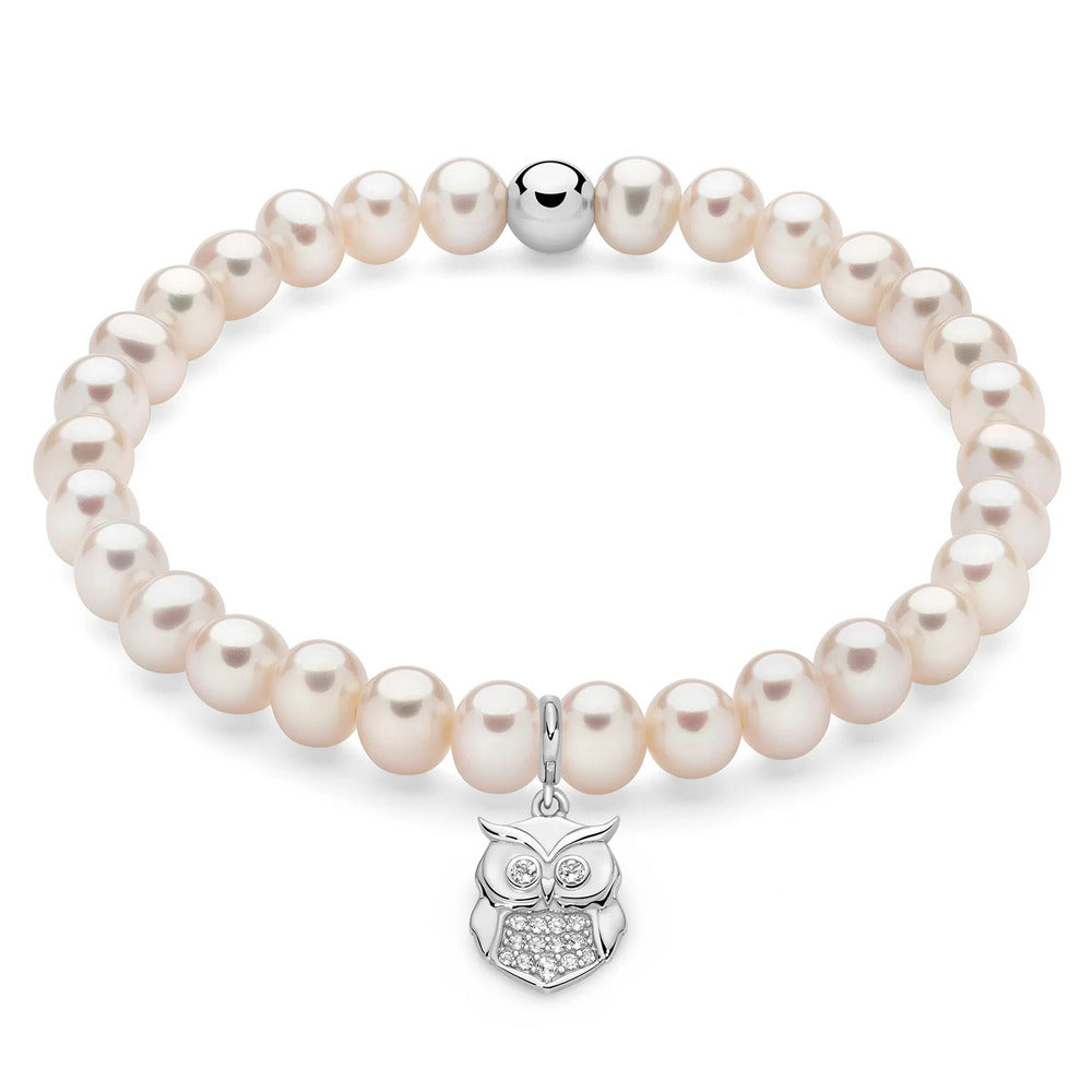 Bracciale Miluna Giochi di Perle e Argento Gufo