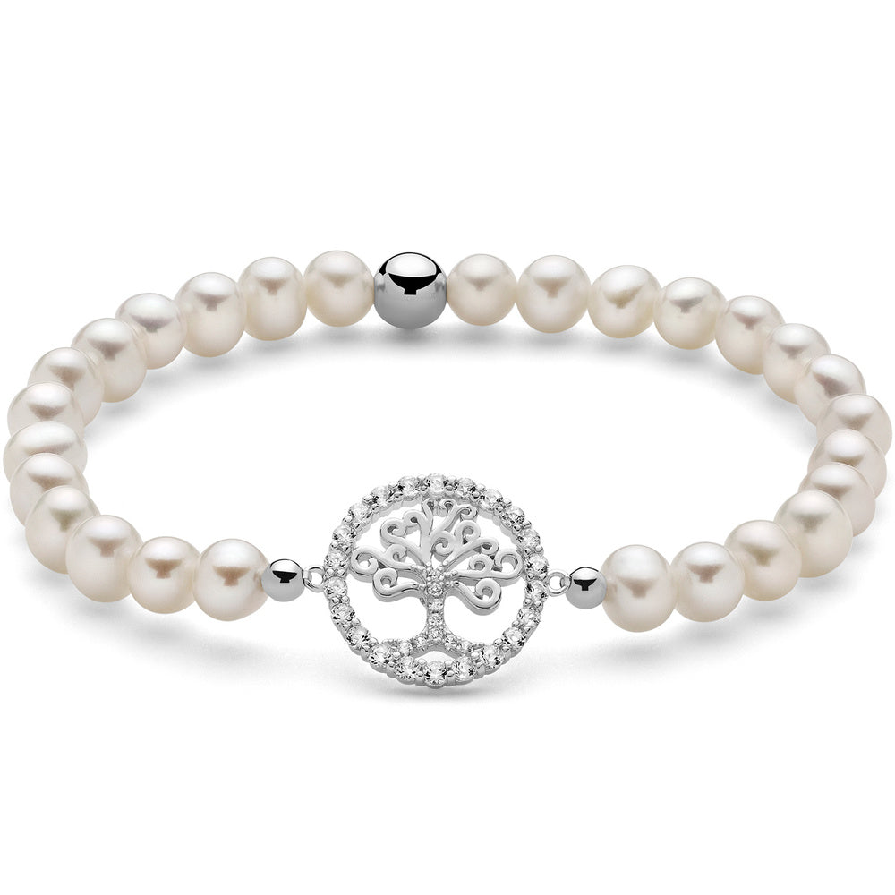 Bracciale di Perle e Topazi Miluna Albero della Vita in Argento