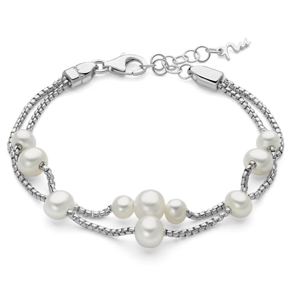 Bracciale Miluna doppio filo in Argento con Perle