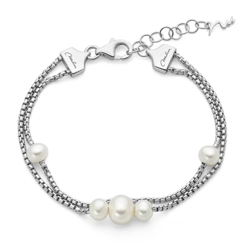 Bracciale Miluna doppio filo Argento 925 e Perle