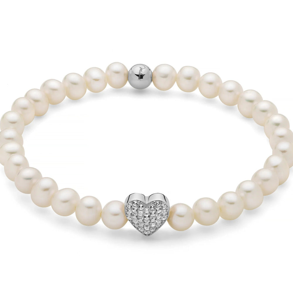 Bracciale di Perle e Topazi Miluna Cuore Argento