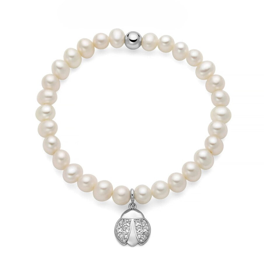 Bracciale Miluna Perle Oriente e Coccinella Argento