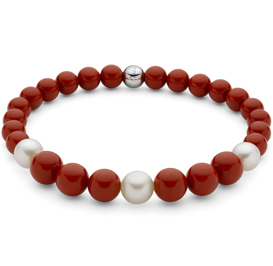 Bracciale elastico MILUNA Perle Rosse e Bianche
