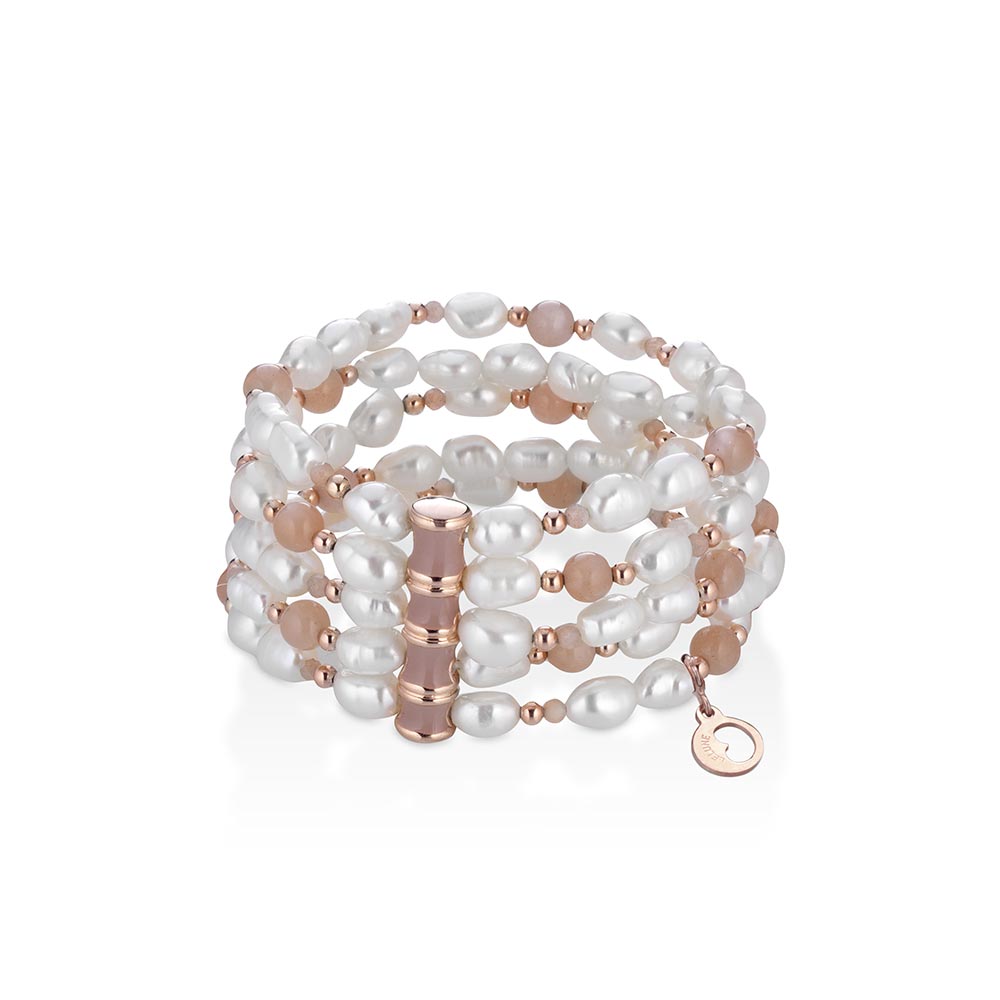 Bracciale LELUNE Glamour Argento rosato e Perline