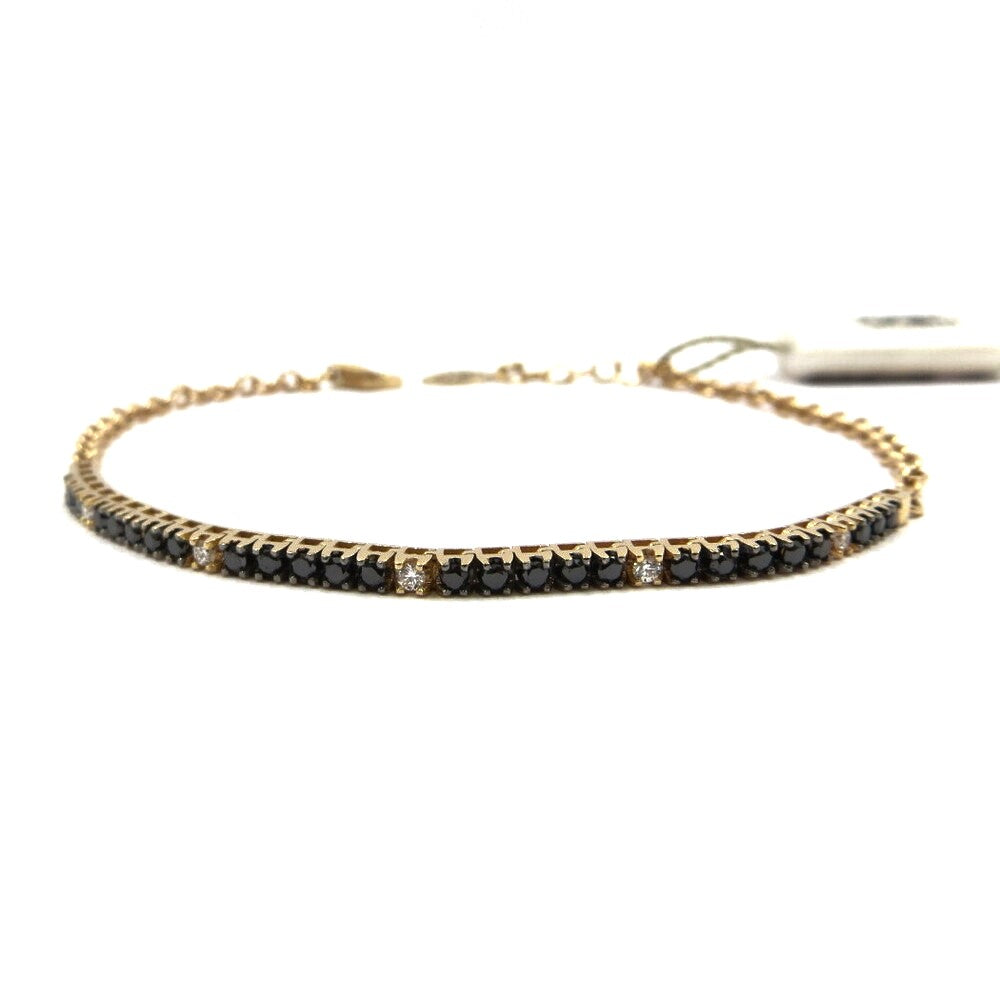 Bracciale Mezzo Tennis DAVITE&DELUCCHI Oro, Diamanti Bianchi e Neri