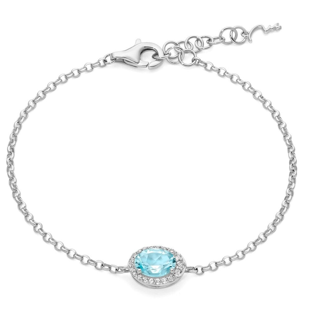Bracciale Miluna in Argento con Gemma del Cielo ovale piccolo e Topazi