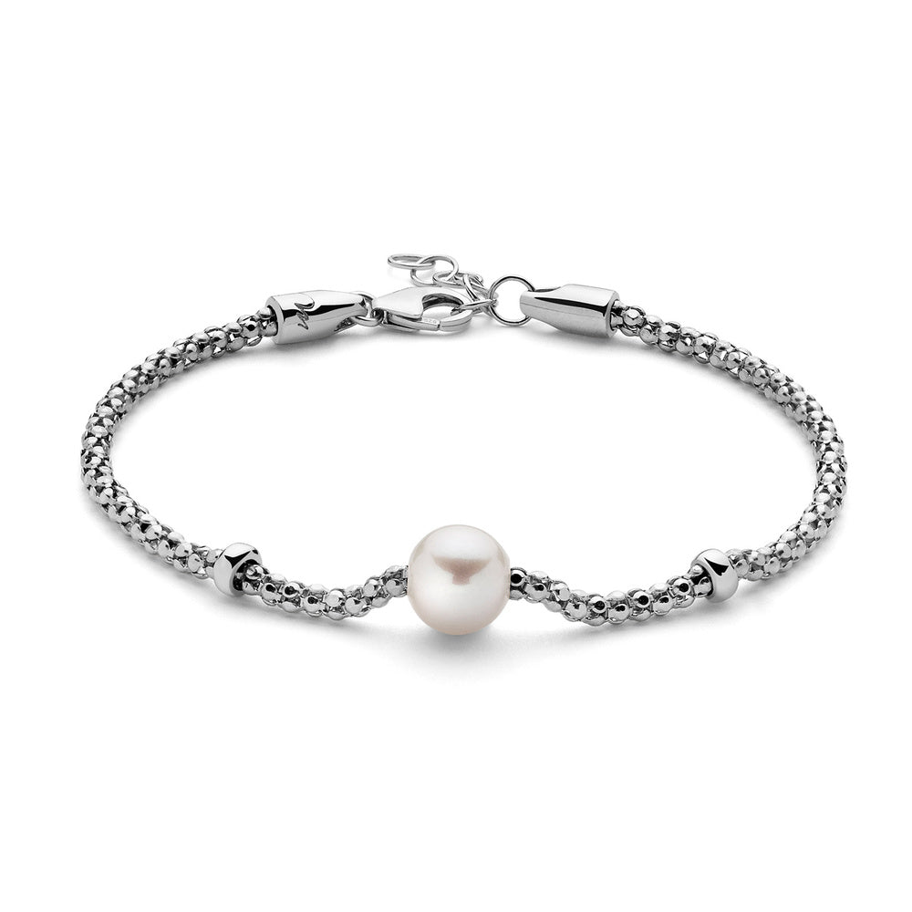 Bracciale Miluna con maglia coreana, in argento con perla
