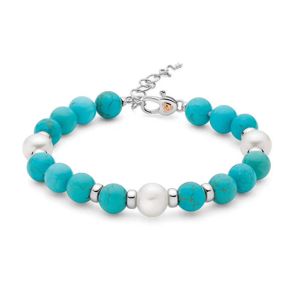 Bracciale Miluna Argento Perle e Aulite Turchese