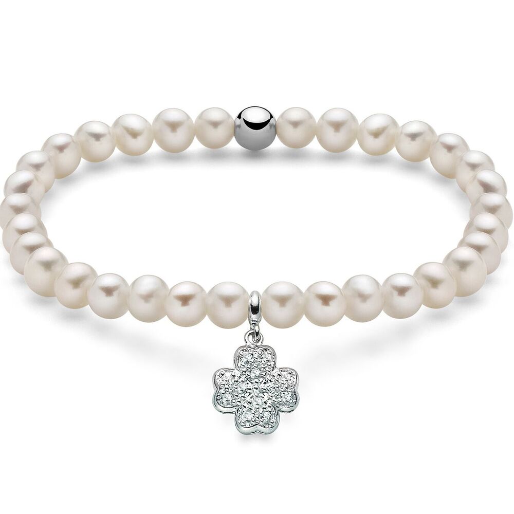 Bracciale di Perle e Topazi Miluna Quadrifoglio Argento