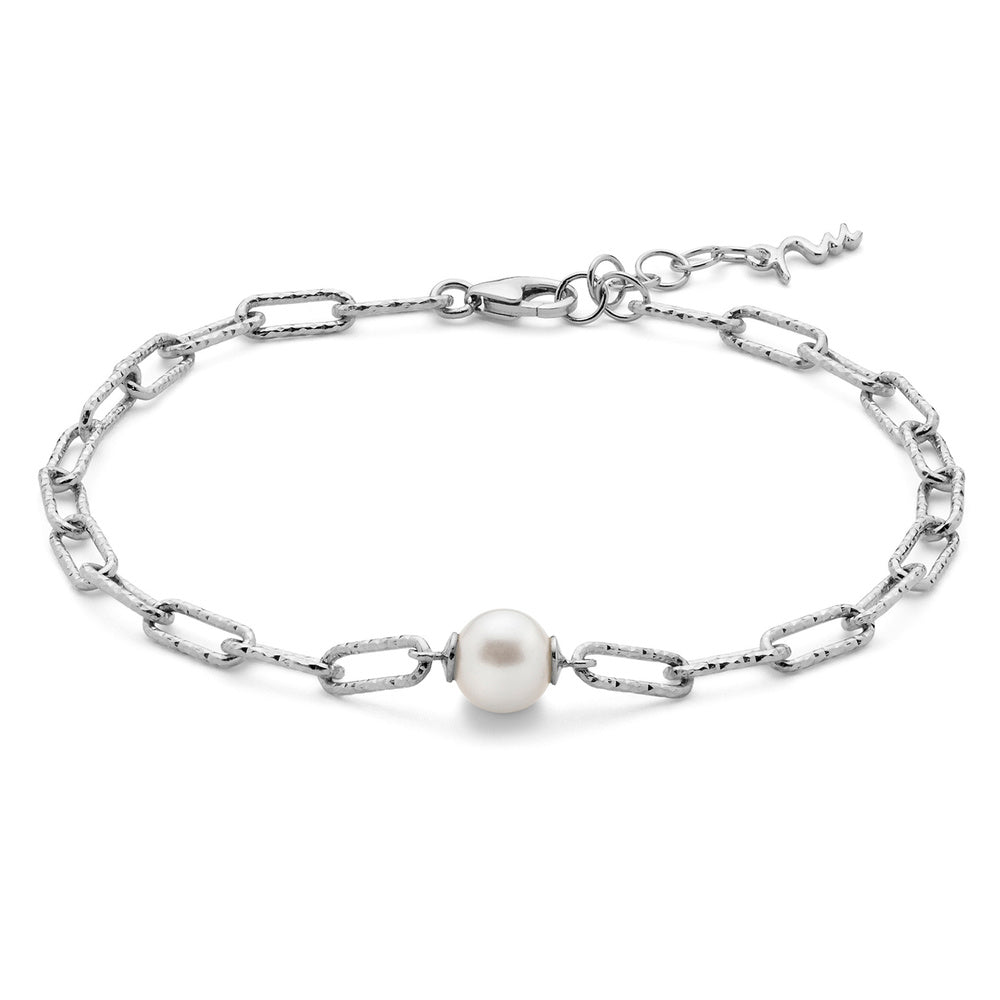 Bracciale Miluna con catena in Argento e Perla centrale