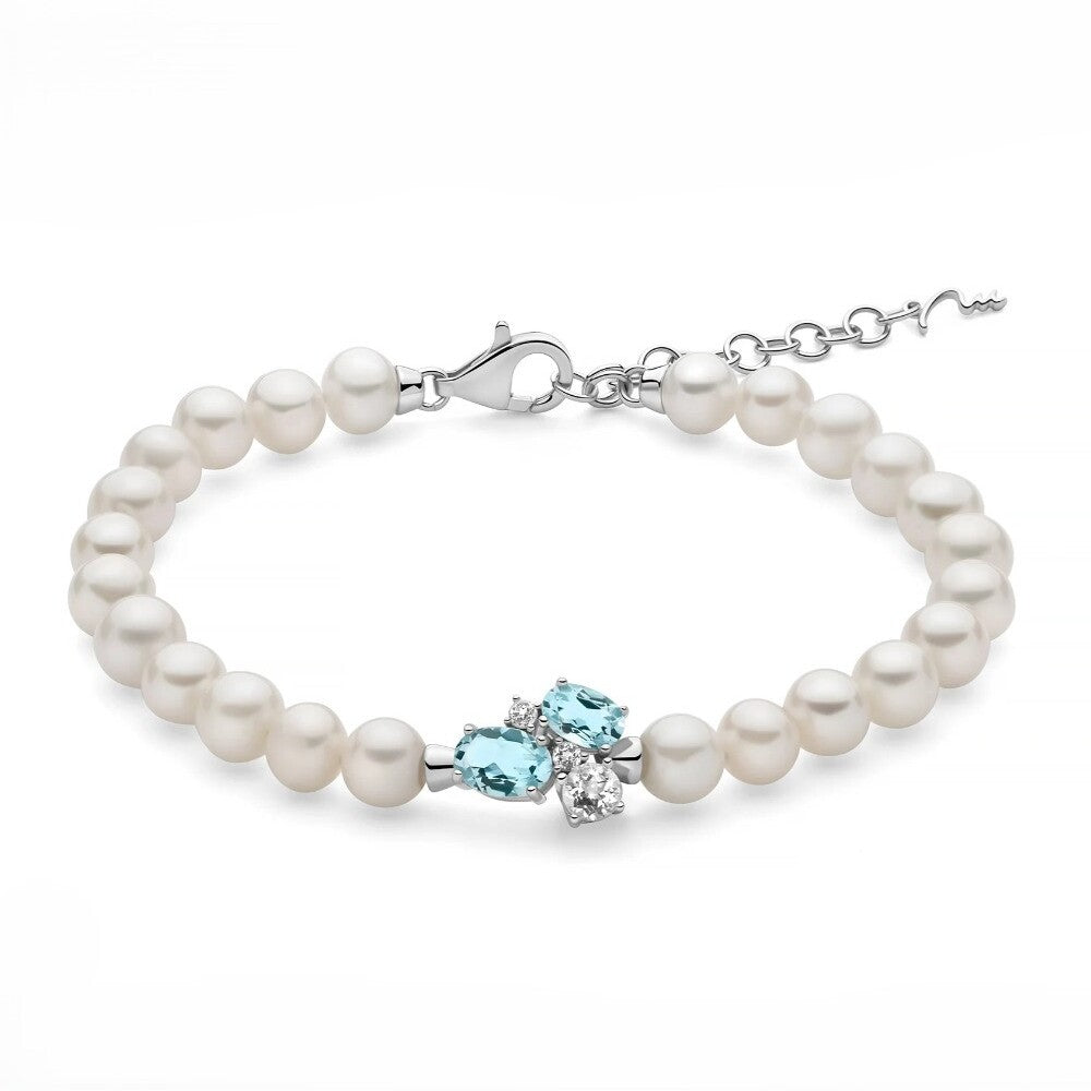 Bracciale Perle Miluna Celestia in Argento con Gemme dal Cielo e Topazio