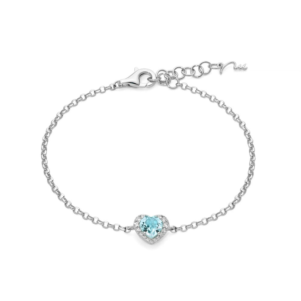 Bracciale Miluna in Argento con Gemma del Cielo Cuore piccolo e Topazi