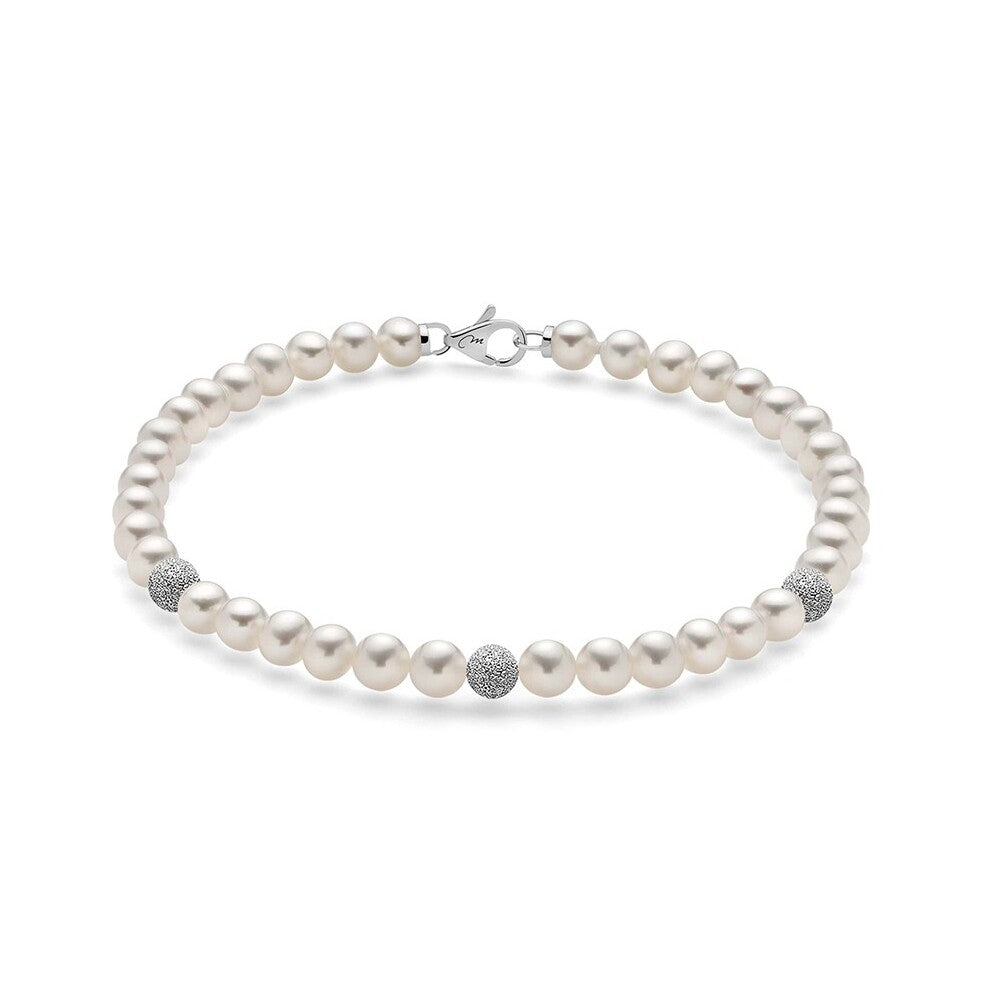 Bracciale Miluna con Perle e Boule in oro bianco