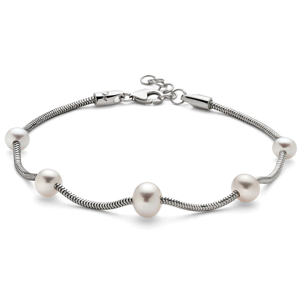 Bracciale Miluna monofilo in argento con perle